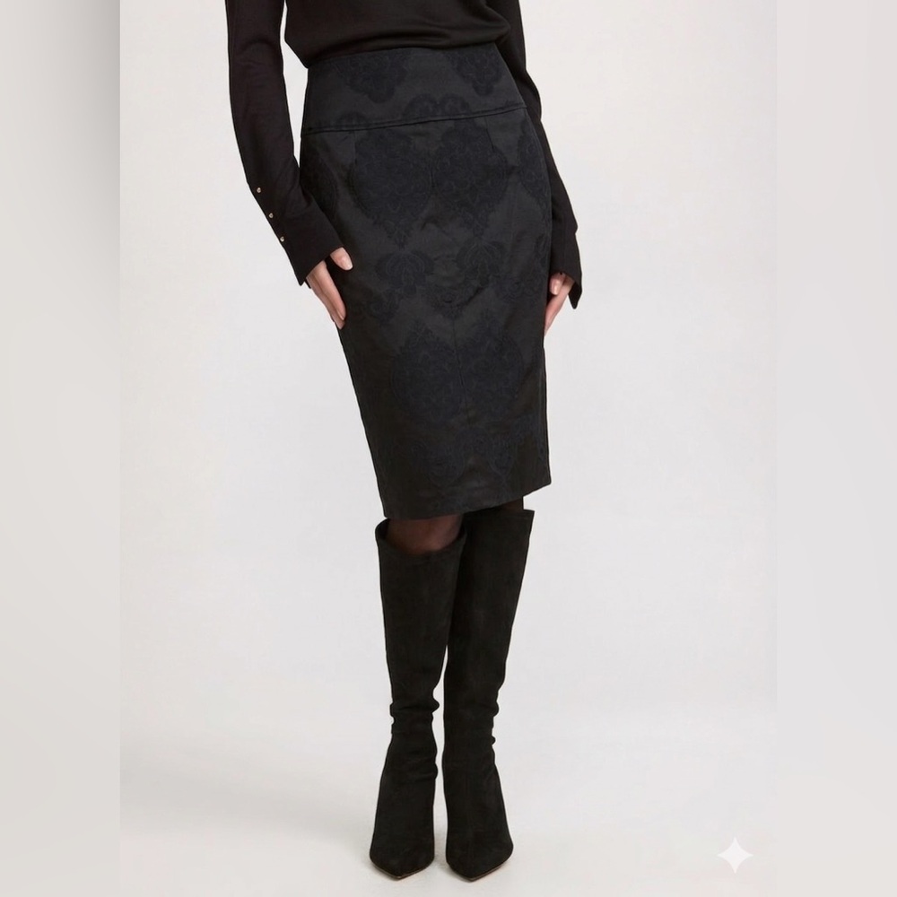 MNG Limited Edition Black Jacquard Pencil Skirt